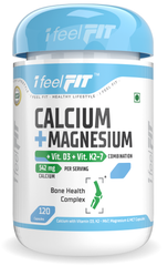 ifeelFIT Calcium with Magnesium, Vitamin D3 & Vitamin K2- Mk7 - Bone Health Complex - 542mg - 120 Capsules - Vegan & Non-GMO