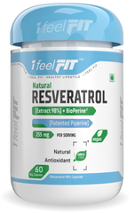 ifeelFIT Resveratrol Extract 98% Plus BioPerine for Absorption - 255mg - 60 Vegetable Capsules